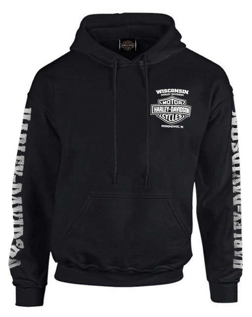Harley-Davidson® Men's Lightning Crest Pullover Hooded Sweatshirt, Black