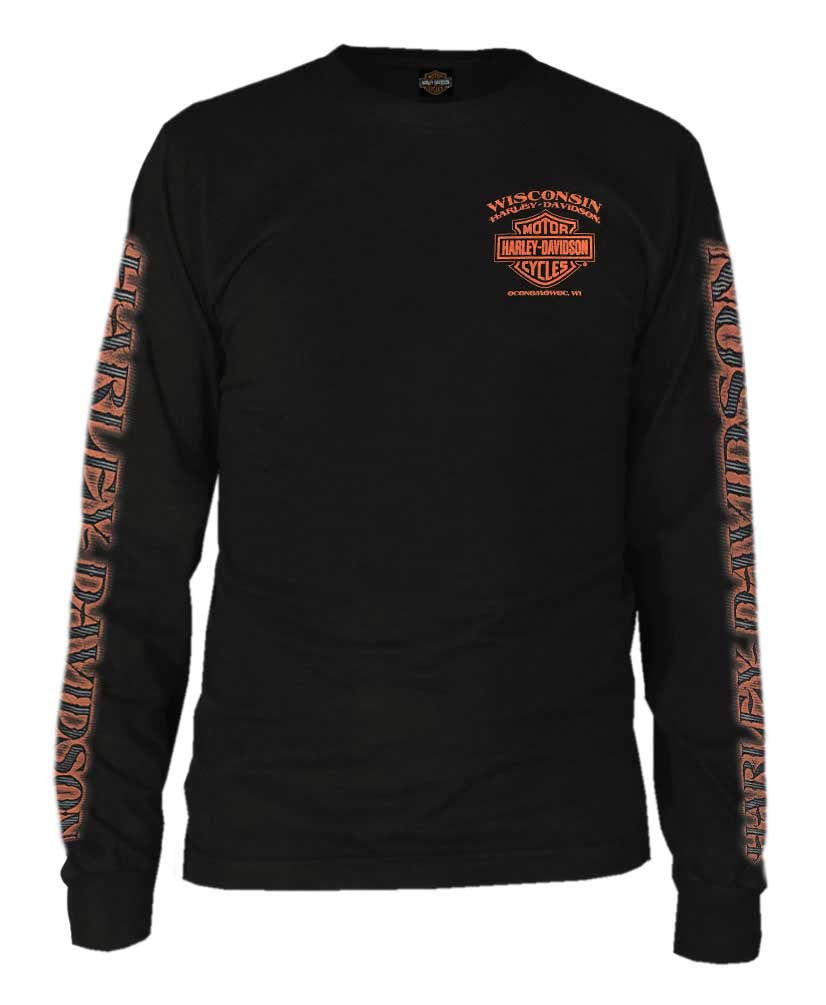 Harley-Davidson® Men's Eagle Piston Long Sleeve Crew Shirt, Black 30299947