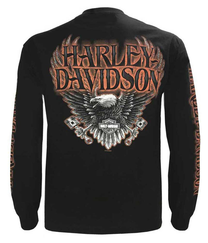 Harley-Davidson® Men's Eagle Piston Long Sleeve Crew Shirt, Black 30299947