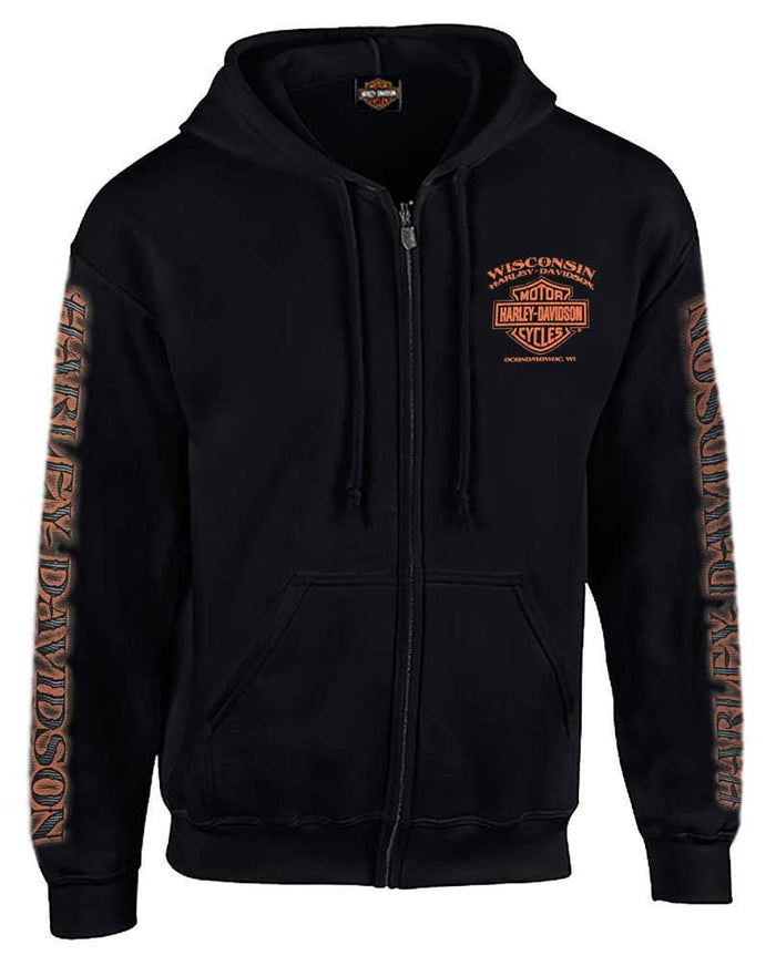 Harley-Davidson® Men's Eagle Piston Long Sleeve Full-Zip Hoodie, Black 30299950