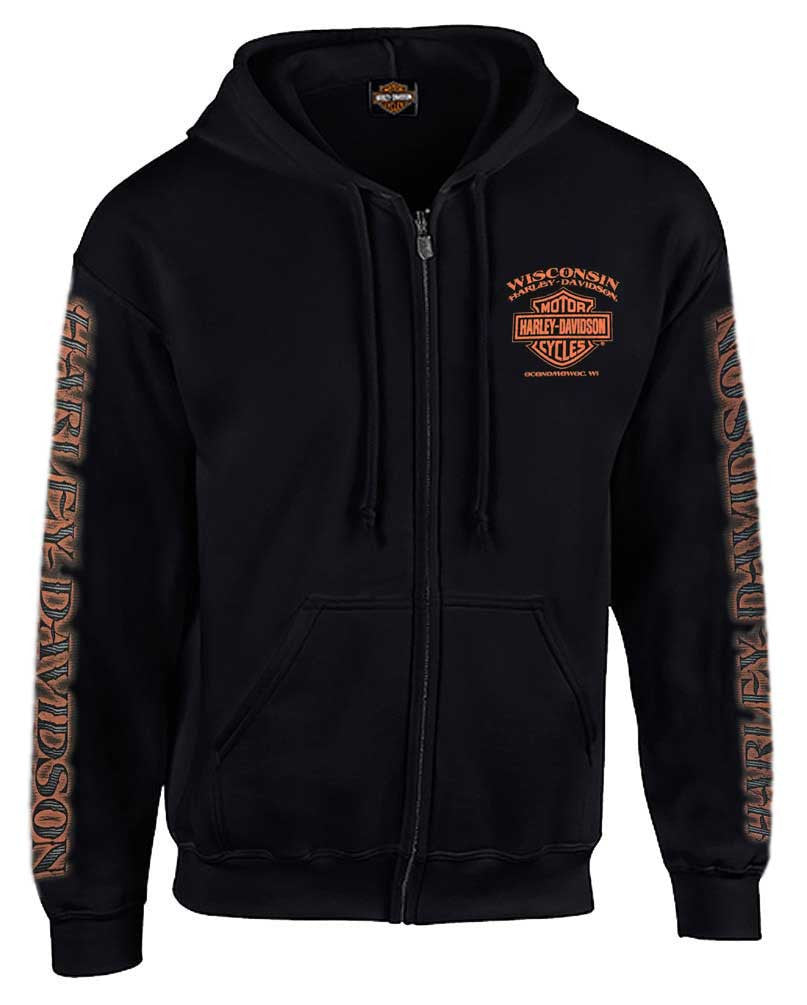 Harley-Davidson® Men's Eagle Piston Long Sleeve Full-Zip Hoodie, Black 30299950