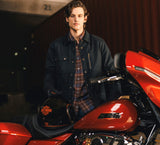 Men's Racer Font Yarn Dyed Plaid Shirt - Plaid - Mood Indigo & Coffee