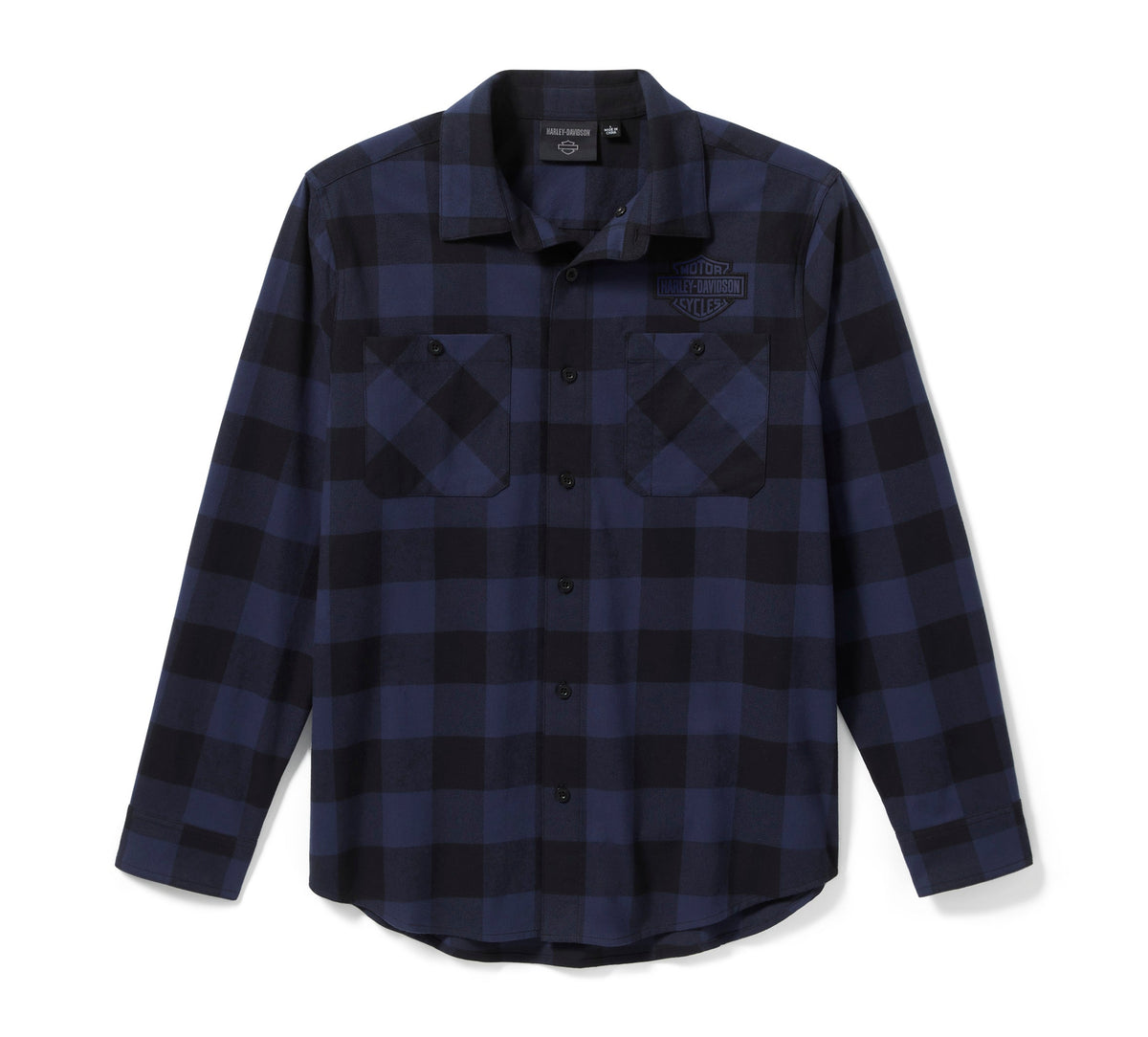 Men's Bar & Shield Buffalo Check Flannel - Plaid - Mood Indigo/Harley Black