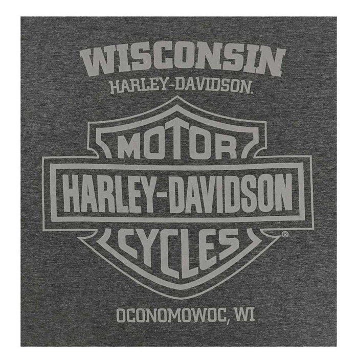 Harley-Davidson Men's Contender Long Sleeve Poly-Blend Crew-Neck Shirt, Gray