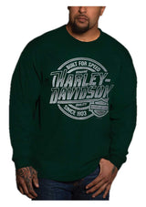 Harley-Davidson® Men's Firepower Long Sleeve Crew-Neck Cotton Shirt - Green