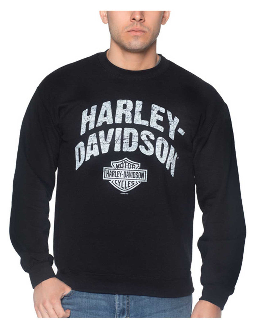 Harley-Davidson® Men's Streamer Crew-Neck Pullover Fleece Sweatshirt - Black