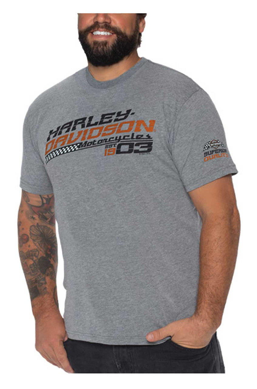 Harley-Davidson® Men's Racing Power Tri-Blend Short Sleeve T-Shirt, Heather Gray