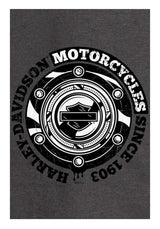 Harley-Davidson Men's Gas Cap Chest Pocket Short Sleeve T-Shirt - Charcoal Gray
