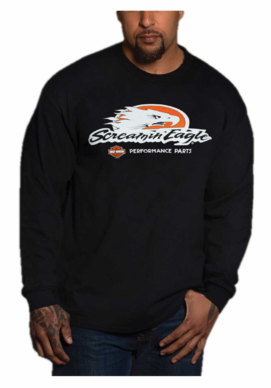 Harley-Davidson Men's Screamin' eagle Long Sleeve Crew-Neck Shirt - Black