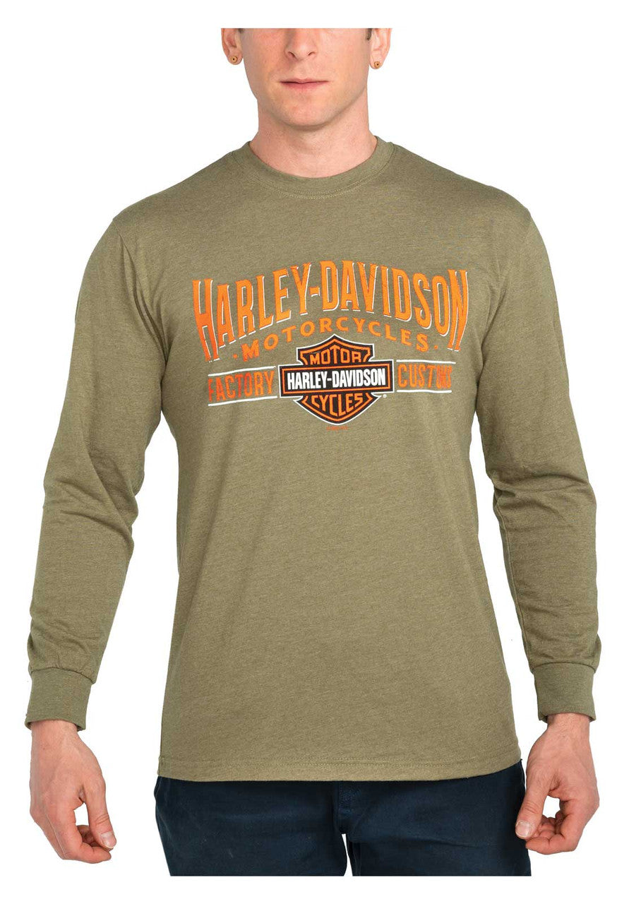 Harley-Davidson® Men's Guided B&S Long Sleeve Crew-Neck Shirt - Military Green