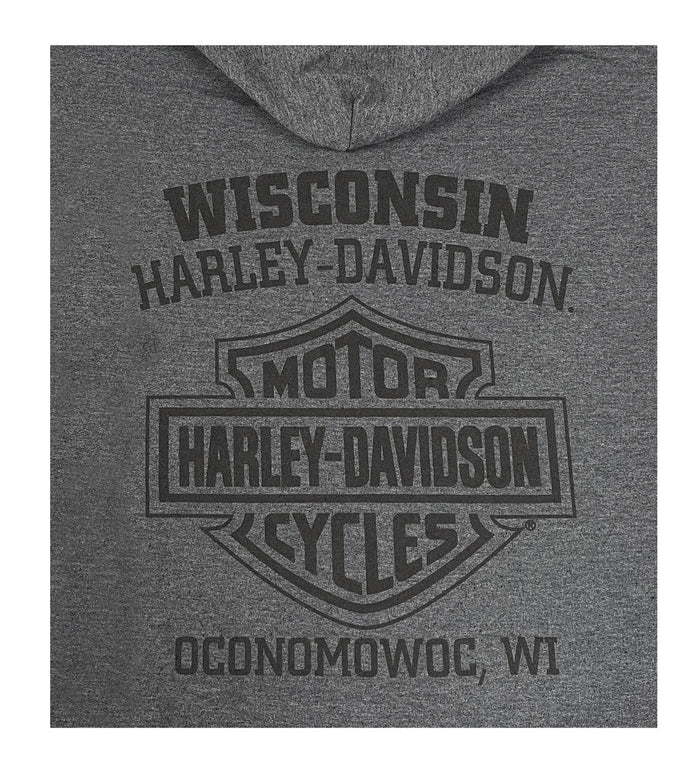 Harley-Davidson® Men's Sentinel H-D Zip-Up Cotton-Blend Hoodie, Charcoal Heather
