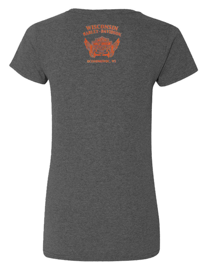 Harley-Davidson® Women's Vintage Wave Foiled Short Sleeve Tee - Heather Charcoal