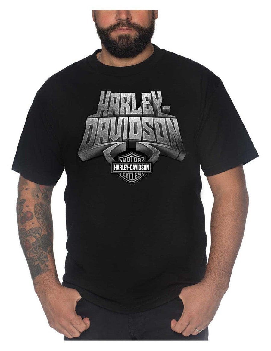 Harley-Davidson® Men's Chiseled Crew-Neck Short Sleeve Cotton T-Shirt - Black