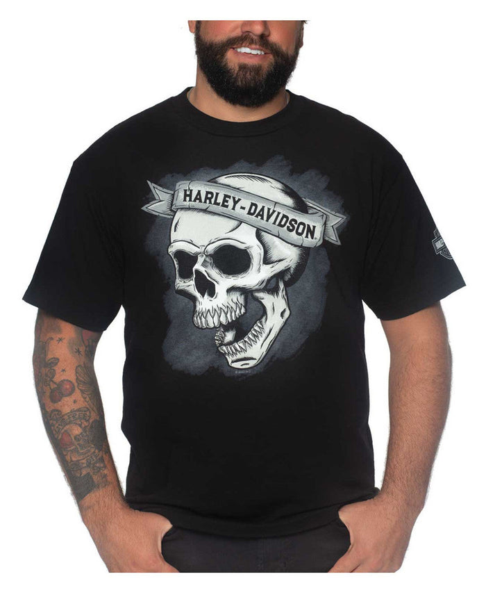 Harley-Davidson® Men's Skull Banner Short Sleeve Crew-Neck T-Shirt - Black