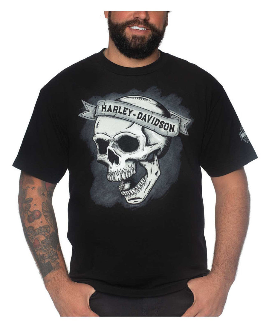 Harley-Davidson® Men's Skull Banner Short Sleeve Crew-Neck T-Shirt - Black