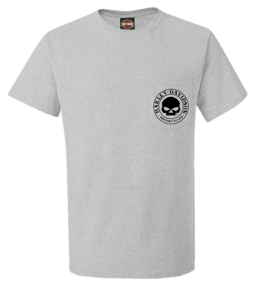 Harley-Davidson® Men's Willie G Skull Short Sleeve Chest Pocket T-Shirt - Gray