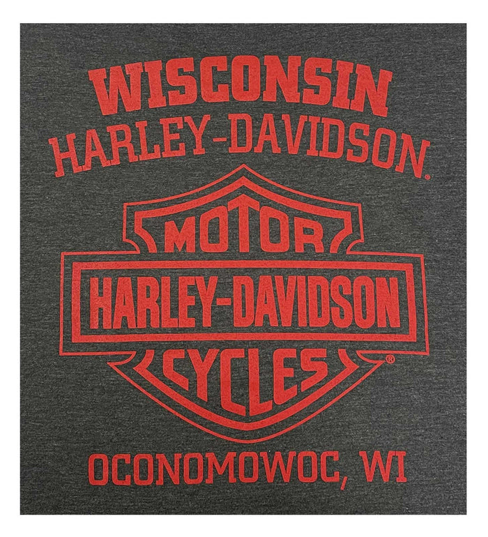 Harley-Davidson® Men's Oil Sign Long Sleeve Crew-Neck Shirt - Heather Gray