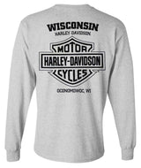 Harley-Davidson® Men's Tracking Text Long Sleeve Crew-Neck Cotton Shirt - Gray
