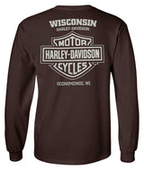 Harley-Davidson® Men's Garage Dust Long Sleeve Crew-Neck Cotton Shirt - Brown