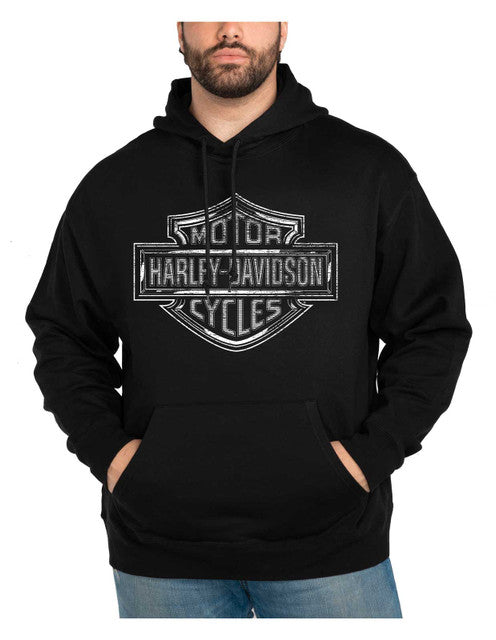 Harley-Davidson® Men's Forged Bar & Shield Pullover Fleece Hoodie, Black