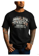 Harley-Davidson Men's Metallic Short Sleeve Crew-Neck Cotton T-Shirt - Black