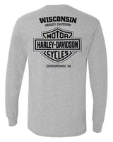 Harley-Davidson® Men's Petrified Long Sleeve Crew-Neck Shirt - Heather Gray