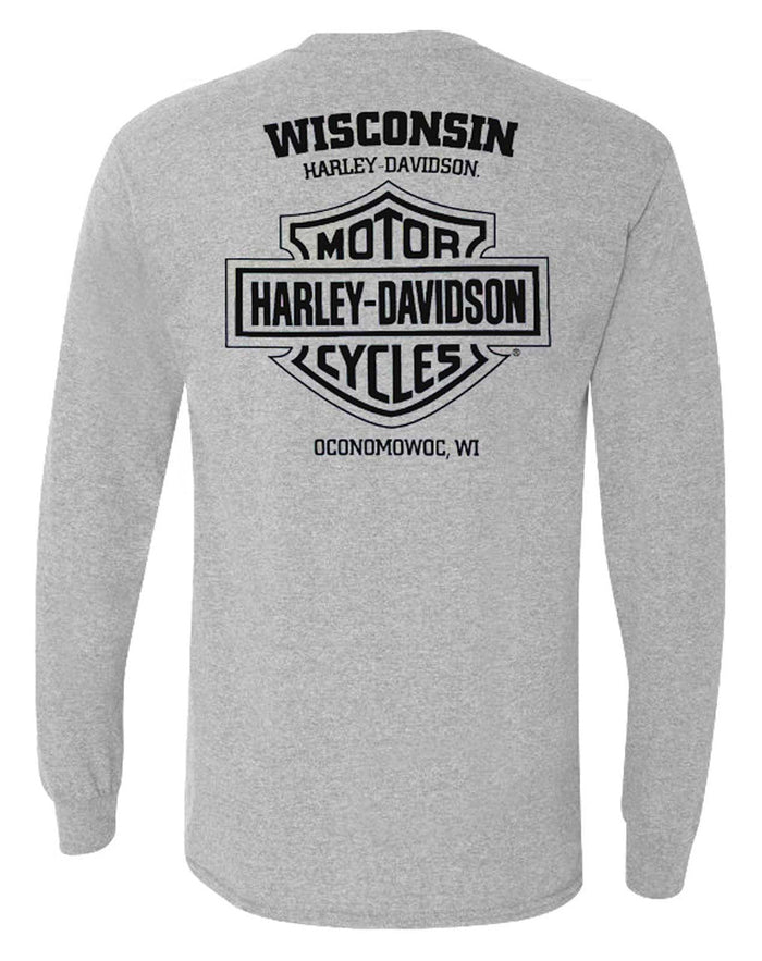 Harley-Davidson® Men's Petrified Long Sleeve Crew-Neck Shirt - Heather Gray