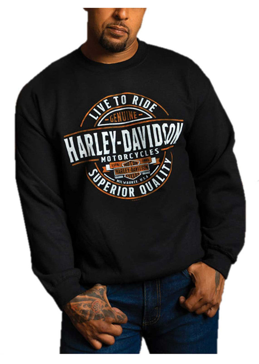 Harley-Davidson® Men's All In Crew-Neck Pullover Fleece Sweatshirt - Black