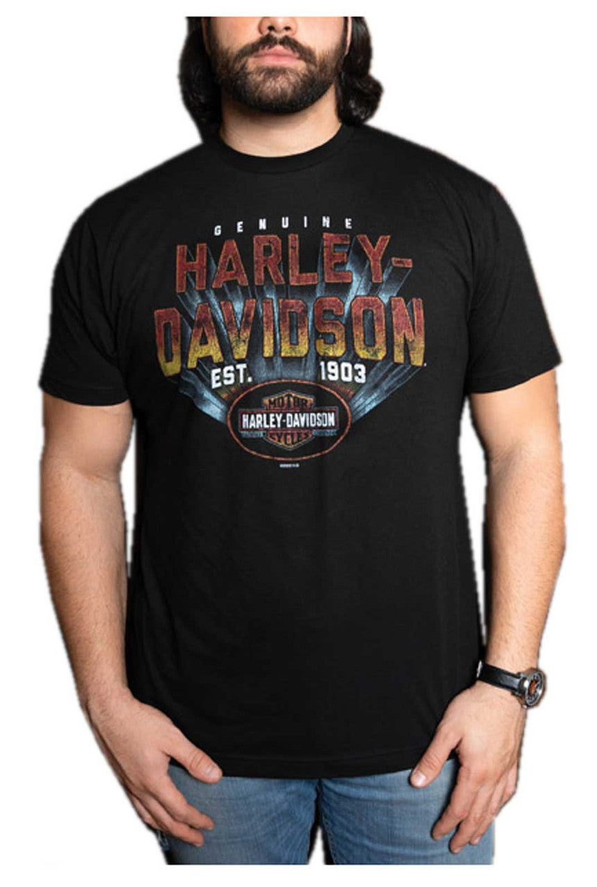 Harley-Davidson® Men's 3D Script Crew-Neck Short Sleeve Cotton T-Shirt - Black