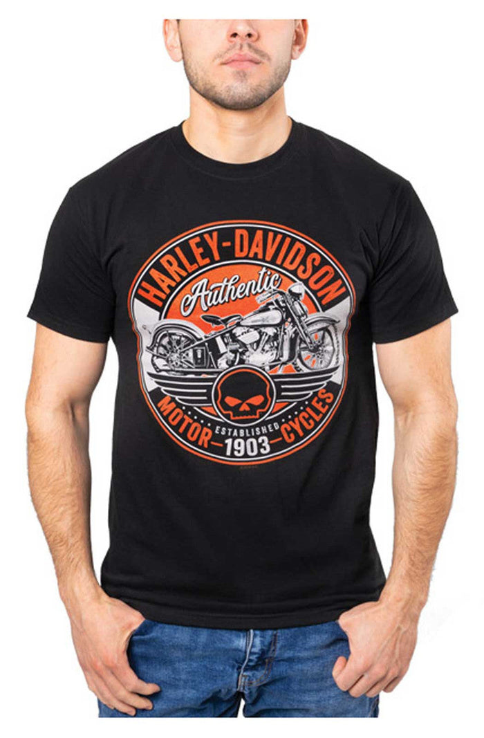 Harley-Davidson® Men's Rite Crew-Neck Short Sleeve Cotton T-Shirt - Black