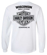 Harley-Davidson® Men's Living Legend Long Sleeve Cotton Crew-Neck Shirt - White