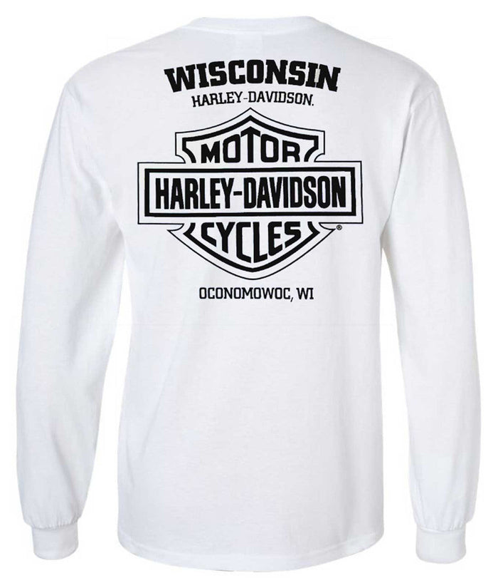 Harley-Davidson® Men's Living Legend Long Sleeve Cotton Crew-Neck Shirt - White