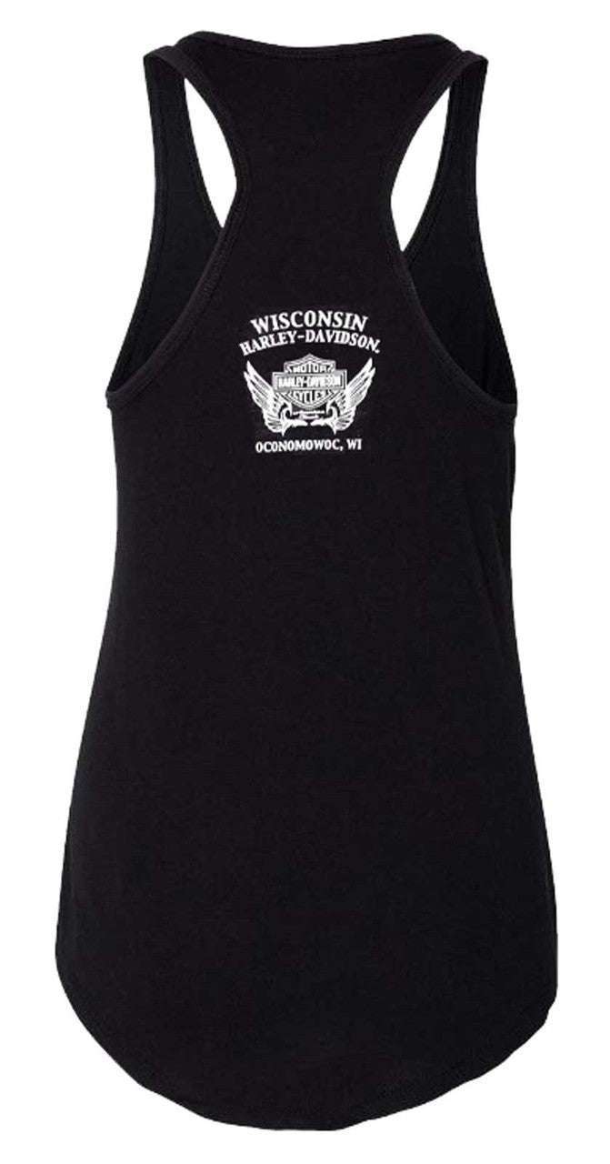 Harley-Davidson Women's Lit Script Racerback Sleeveless Tank Top - Black