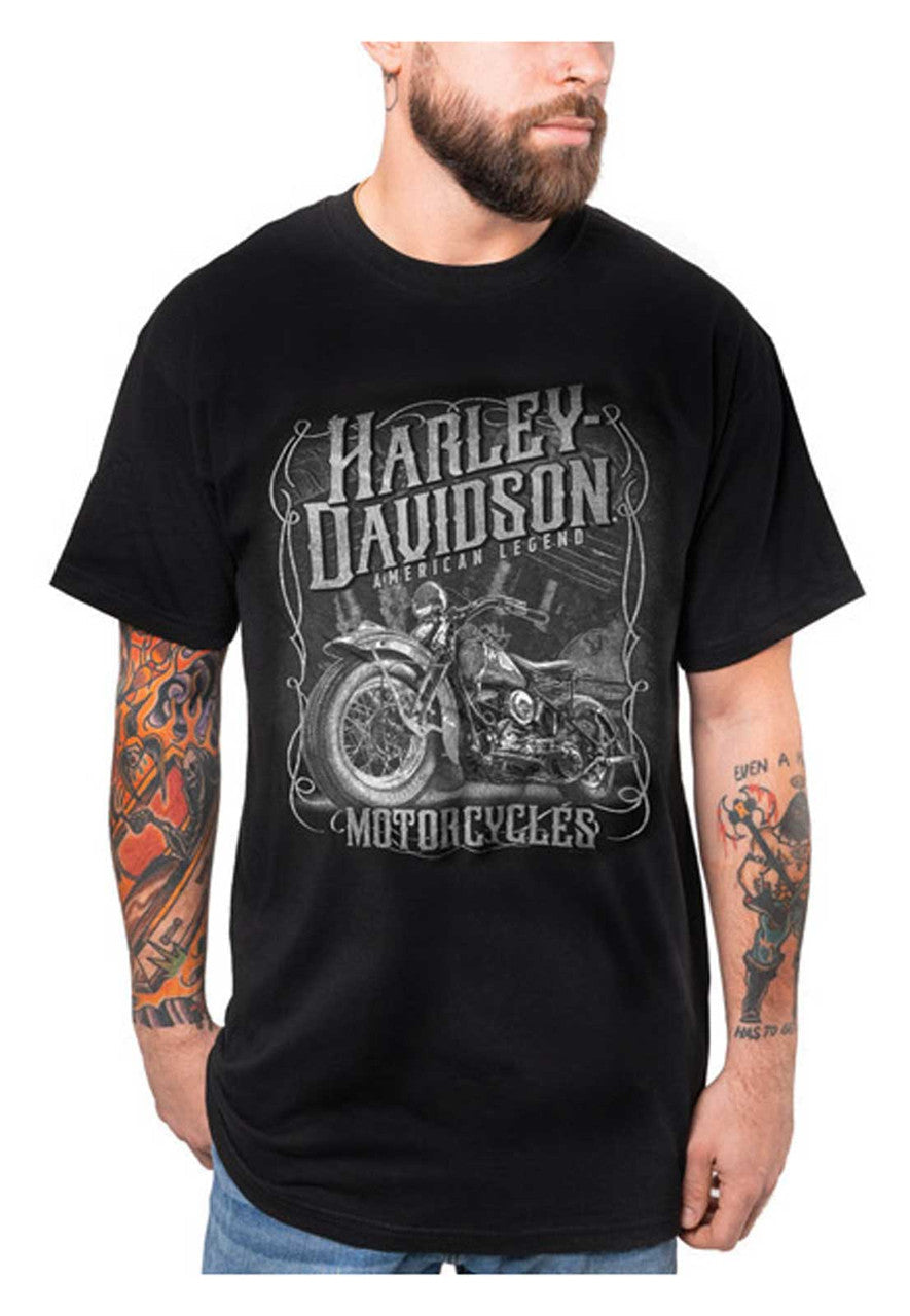 Harley-Davidson® Men's Grayscale Crew-Neck Short Sleeve Cotton T-Shirt - Black