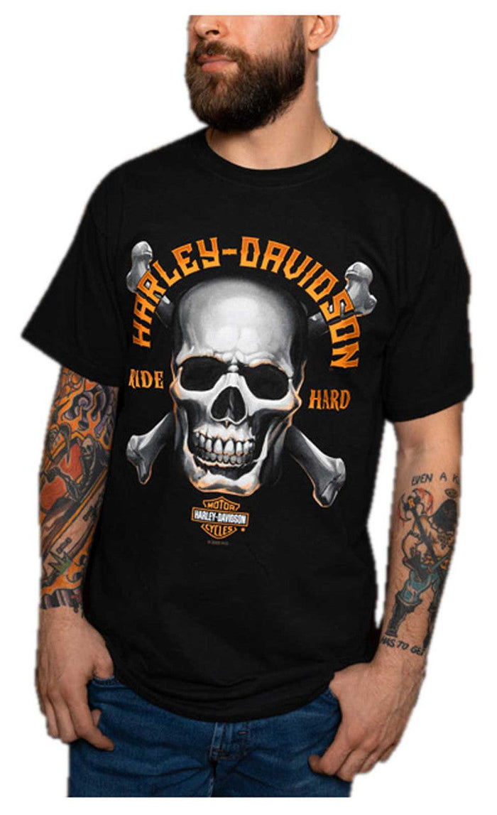Harley-Davidson® Men's Hustle Skull Crew-Neck Short Sleeve Cotton T-Shirt - Black
