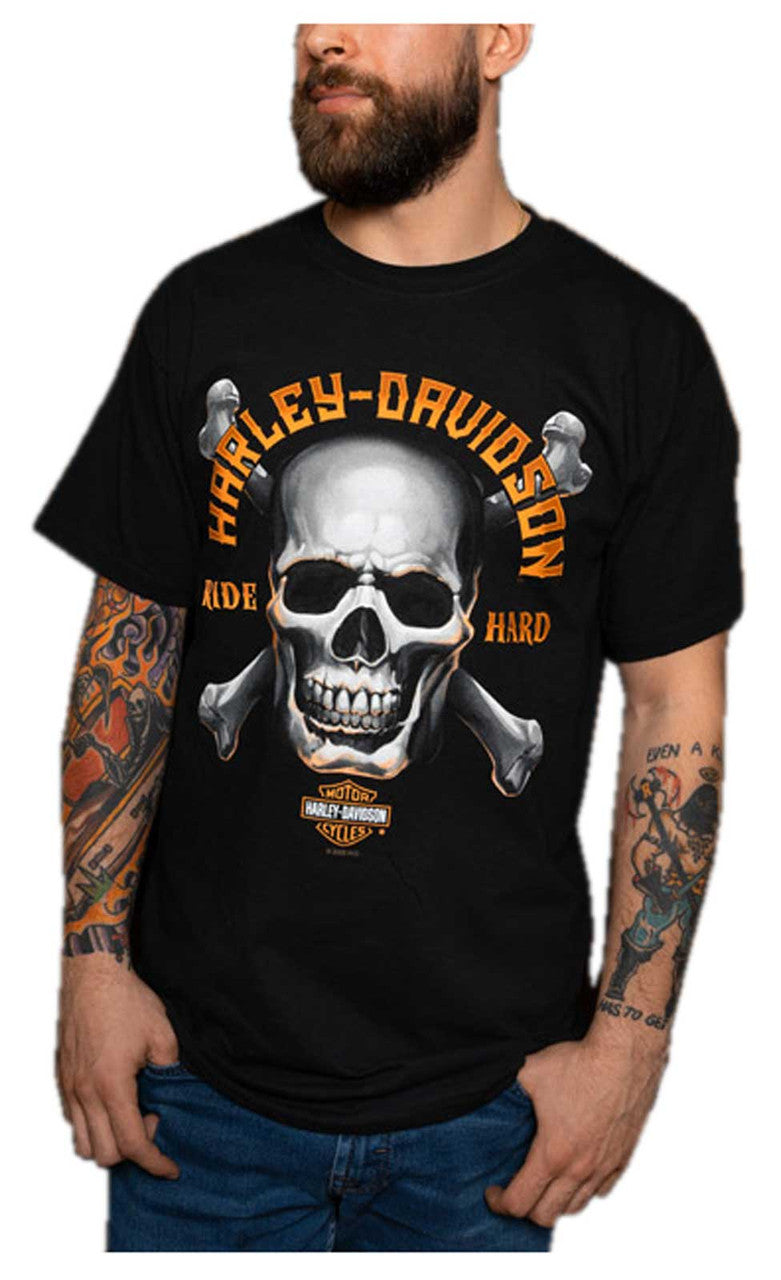 Harley-Davidson® Men's Hustle Skull Crew-Neck Short Sleeve Cotton T-Shirt - Black