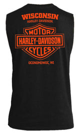 Harley-Davidson® Men's Remains B&S Sleeveless Cotton Muscle Shirt, Black
