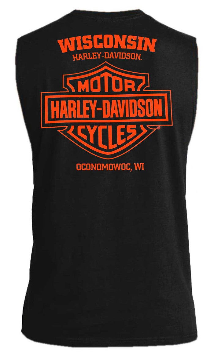Harley-Davidson® Men's Remains B&S Sleeveless Cotton Muscle Shirt, Black