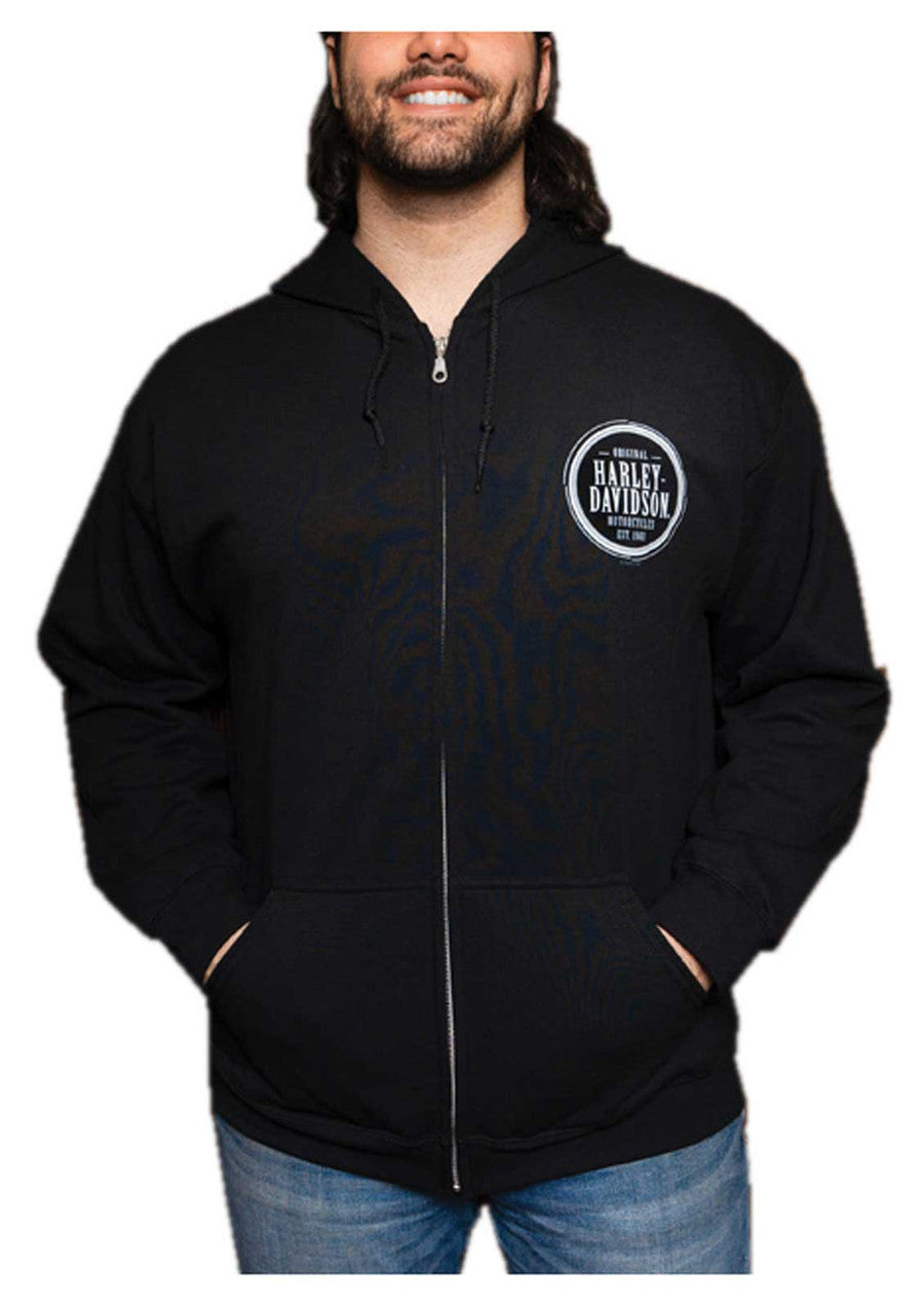 Harley-Davidson® Men's Divided H-D Zip-Up Fleece Hooded Sweatshirt - Black