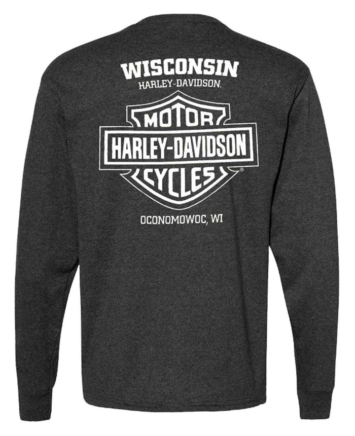 Harley-Davidson® Men's Thunder Long Sleeve Crew-Neck Shirt - Vintage Black