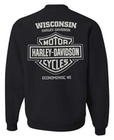 Harley-Davidson® Men's Beveled Crew-Neck Pullover Fleece Sweatshirt - Black