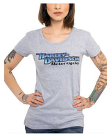 Harley-Davidson® Women's Classic Gradient Round Neck Short Sleeve Tee - Gray