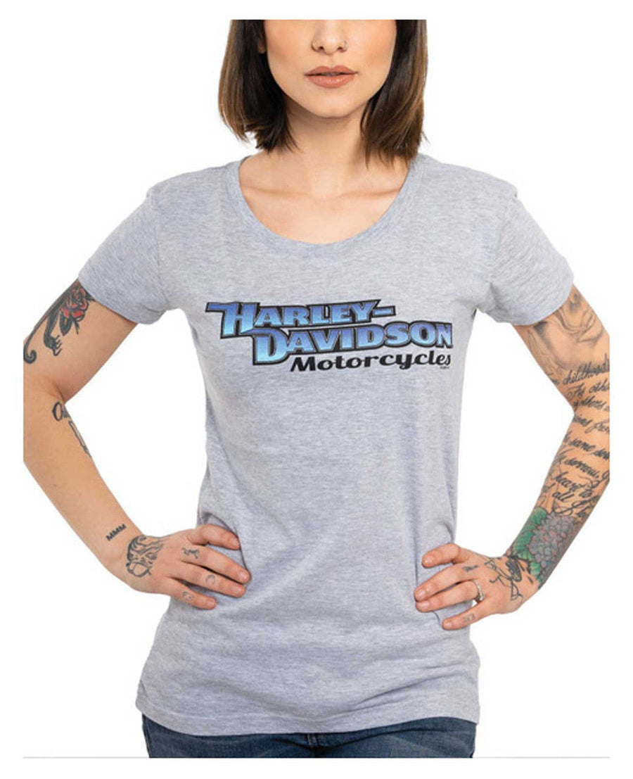 Harley-Davidson® Women's Classic Gradient Round Neck Short Sleeve Tee - Gray
