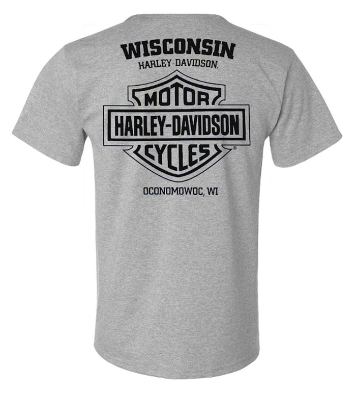 Harley-Davidson® Men's Banner Tape Crew-Neck Short Sleeve T-Shirt, Heather Gray