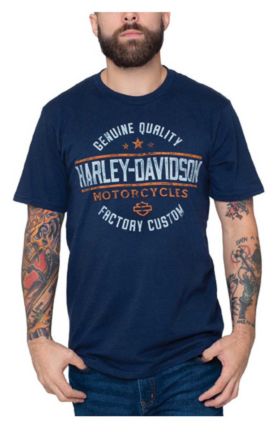 Harley-Davidson® Men's Expand Crew-Neck Short Sleeve Cotton T-Shirt - Navy