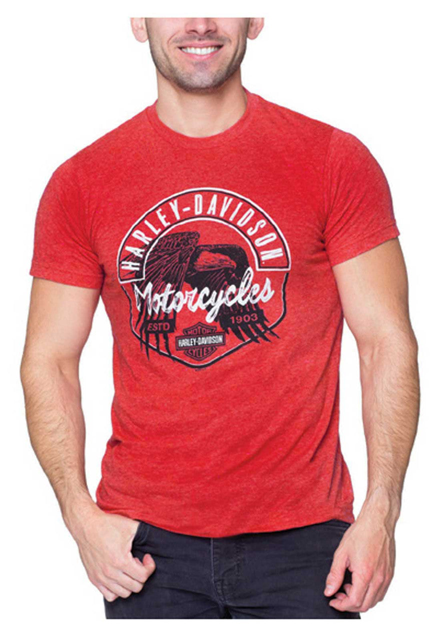 Harley-Davidson Men's Approach Crew-Neck Short Sleeve T-Shirt, Heather Red