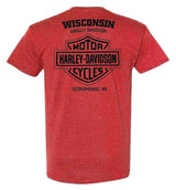 Harley-Davidson Men's Approach Crew-Neck Short Sleeve T-Shirt, Heather Red