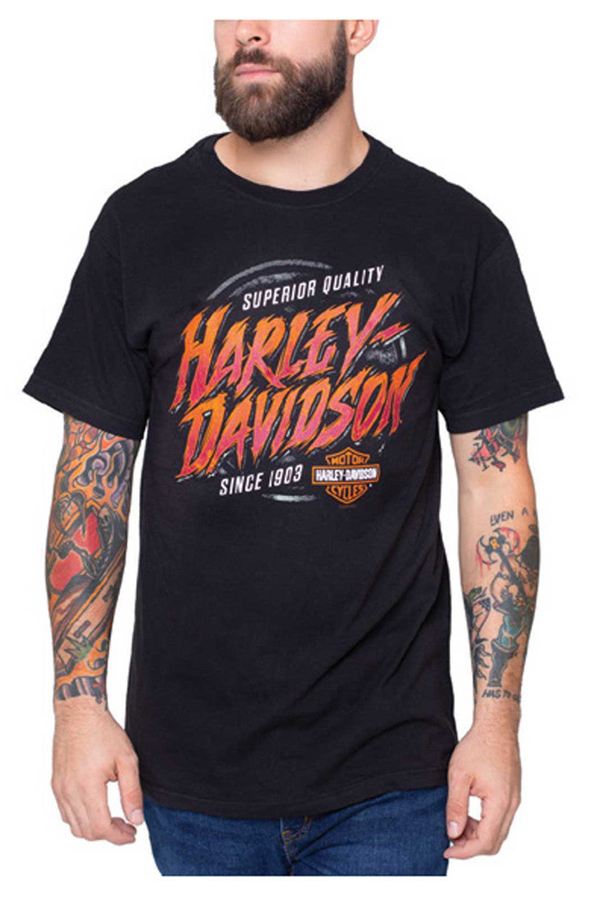 Harley-Davidson® Men's Brush Spring Short Sleeve Crew-Neck Cotton T-Shirt - Black