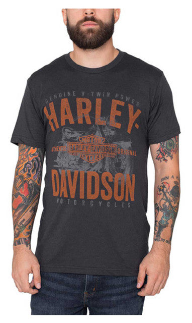 Harley-Davidson® Men's Backdrop Distressed Short Sleeve T-Shirt, Graphite Black