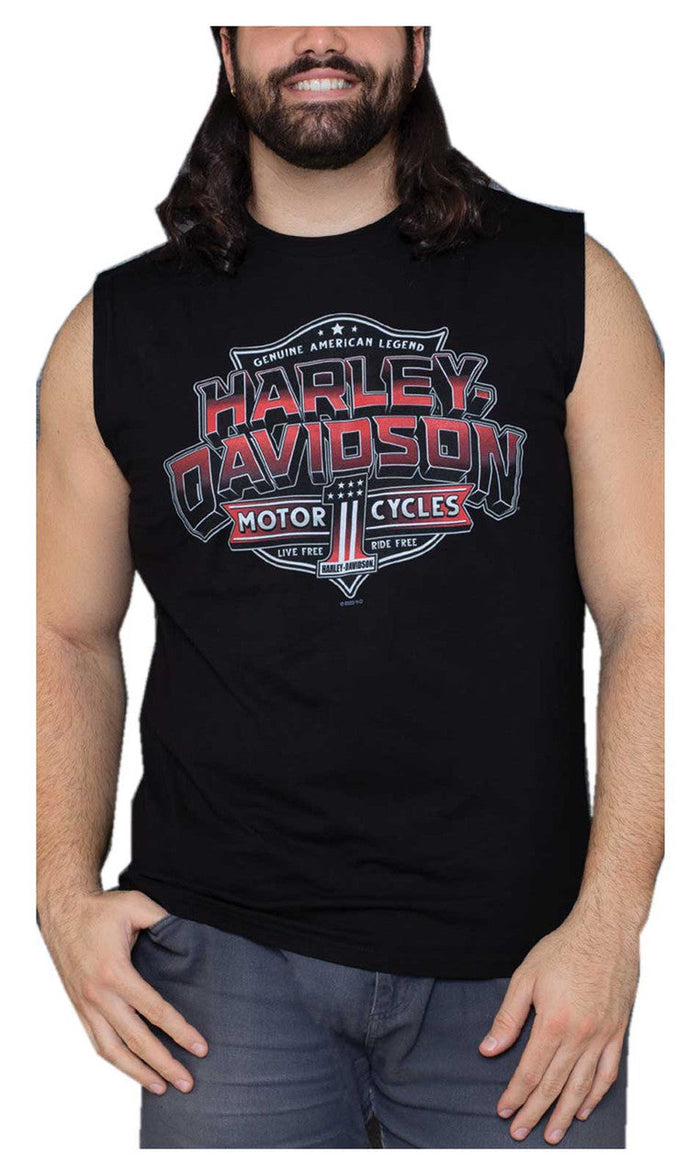 Harley-Davidson® Men's Heavyweight #1 Sleeveless Cotton Muscle Shirt, Black